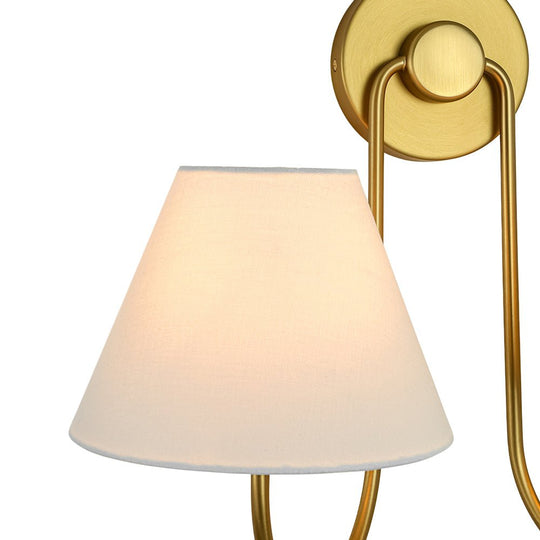 Pendantlightie-Vintage 2-Light Swoop Armed Tapered Linen Fabric Cone Wall Light-Wall Light-Black-