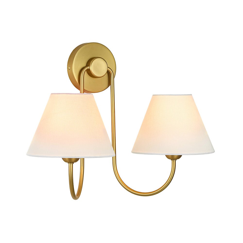 Pendantlightie-Vintage 2-Light Swoop Armed Tapered Linen Fabric Cone Wall Light-Wall Light-Black-