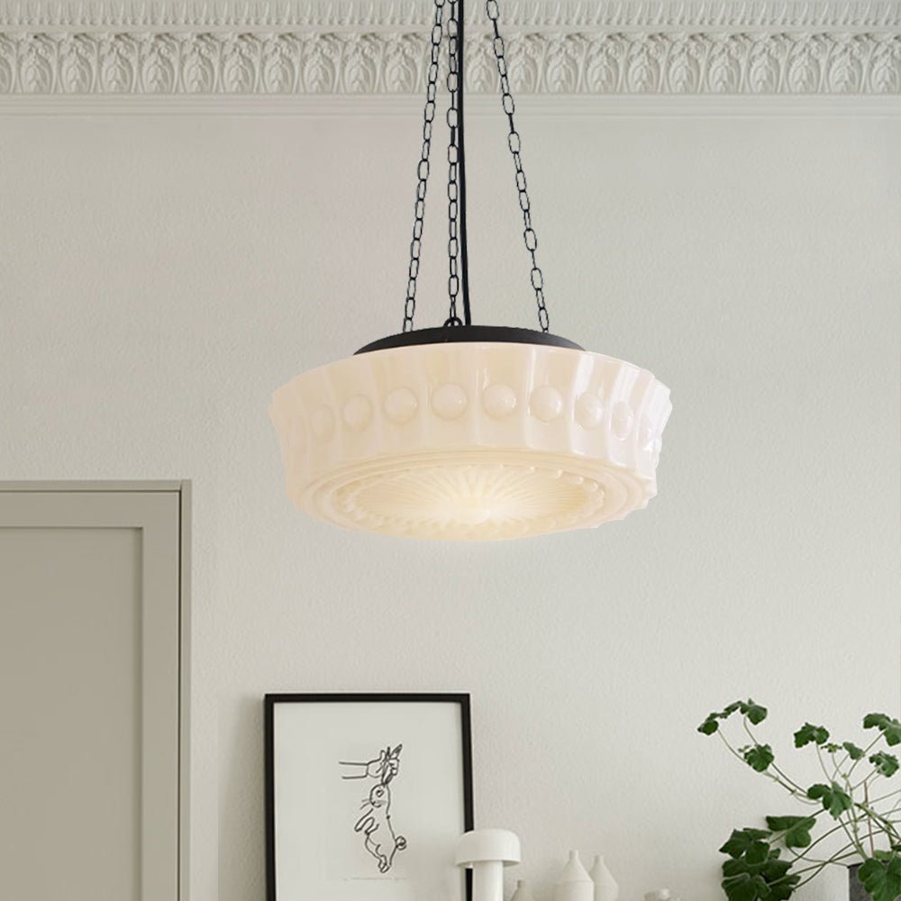 Pendantlightie-Vintage 3-Light Ceramic Shade Schoolhouse Pendant Light-Pendants-Black-