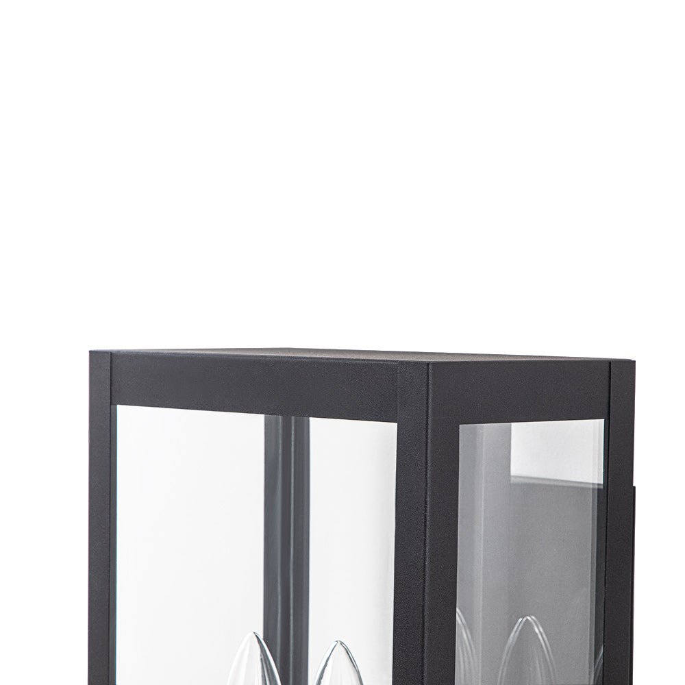 Pendantlightie - Vintage 3 - Light Clear Glass Rectangular Outdoor Wall Sconce - Outdoor Wall Light - Black - 