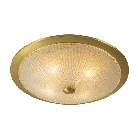 Pendantlightie - Vintage 4 - Light Bowl Flush Mount Light With Ribbed Glass - Flush Mount - Brass - 