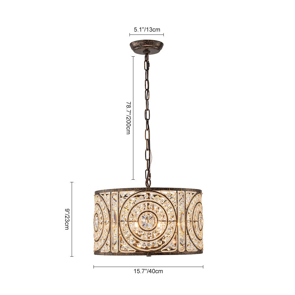 Pendantlightie - Vintage 4 - Light Glam Drum Chandelier With Crystal Accents - Chandeliers - Medium - 