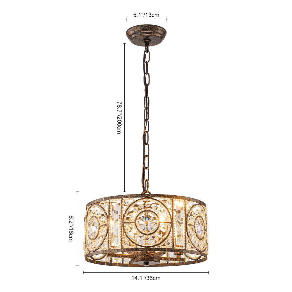 Pendantlightie - Vintage 4 - Light Glam Drum Chandelier With Crystal Accents - Chandeliers - Medium - 