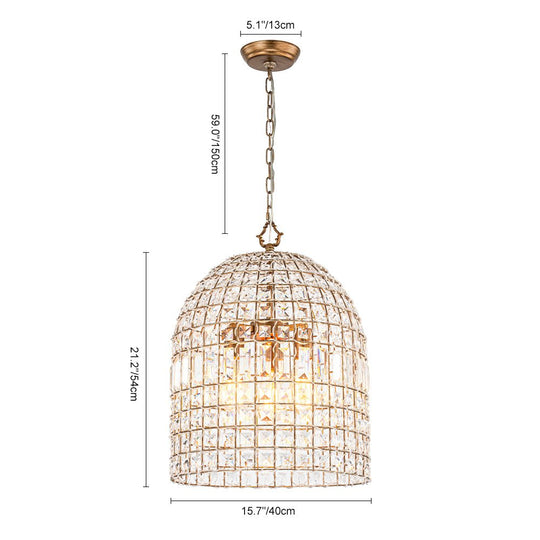 Pendantlightie - Vintage Crystal Accents Birdcage Pendant Light - Pendants - 3Lt - 