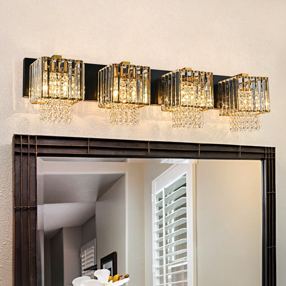 Pendantlightie - Vintage Drop Design Square Crystal Bathroom Wall Light - Wall Light - 4Lt - 