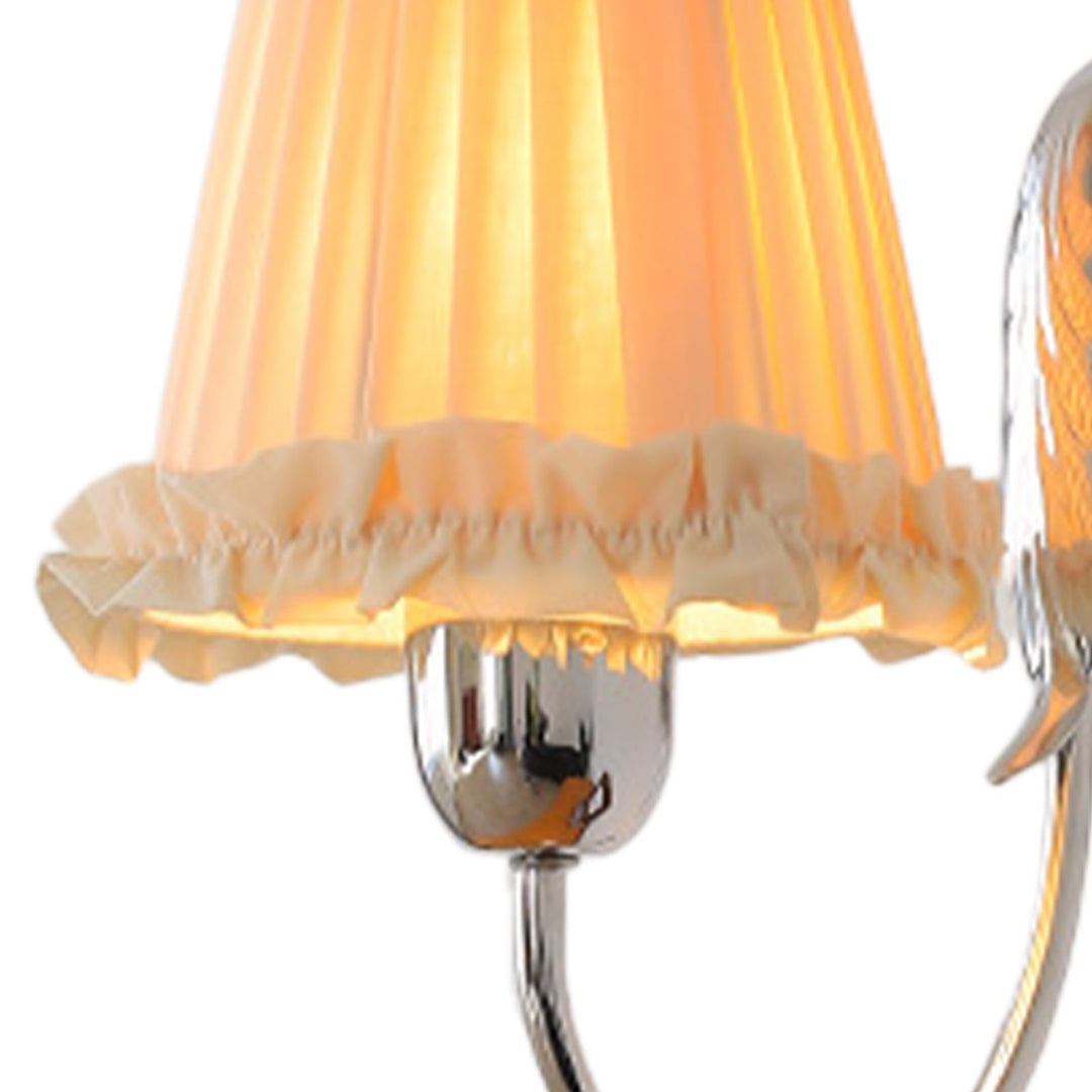 Pendantlightie-Vintage Elegant 1-Light Cone Ruffle Pleated Fabric Tapered Wall Light-Wall Light-Chrome-