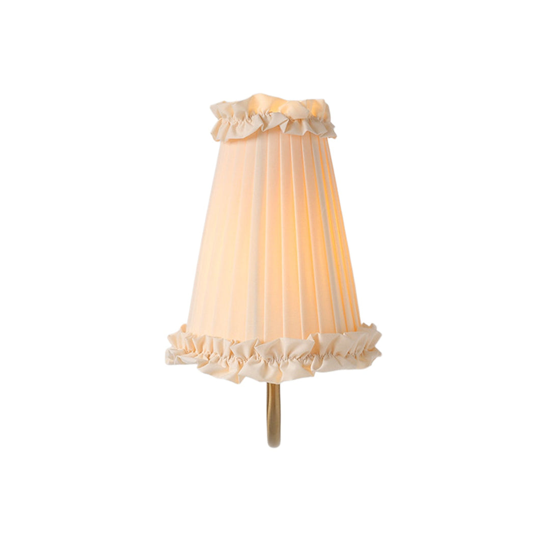 Pendantlightie-Vintage Elegant 1-Light Cone Ruffle Pleated Fabric Tapered Wall Light-Wall Light-Chrome-