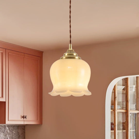 Pendantlightie - Vintage French Cream 1 - Light Milky Glass Valley Flower Pendant Light - Pendants - Beige - 