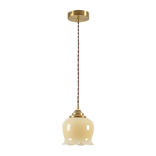 Pendantlightie - Vintage French Cream 1 - Light Milky Glass Valley Flower Pendant Light - Pendants - Beige - 