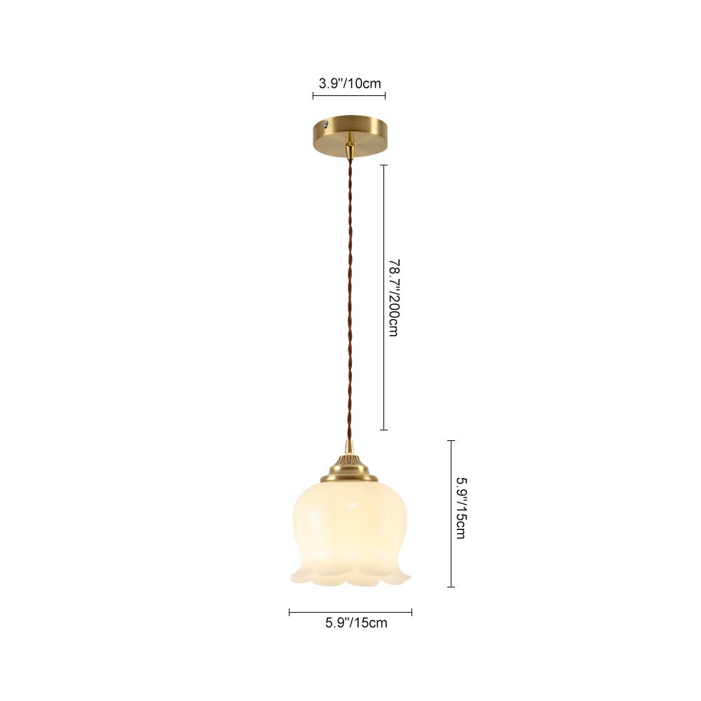 Pendantlightie - Vintage French Cream 1 - Light Milky Glass Valley Flower Pendant Light - Pendants - Beige - 