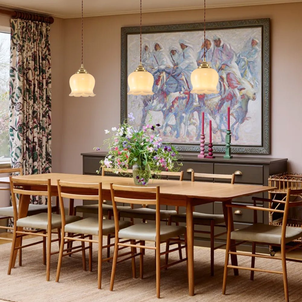 Pendantlightie - Vintage French Cream 1 - Light Milky Glass Valley Flower Pendant Light - Pendants - Beige - 