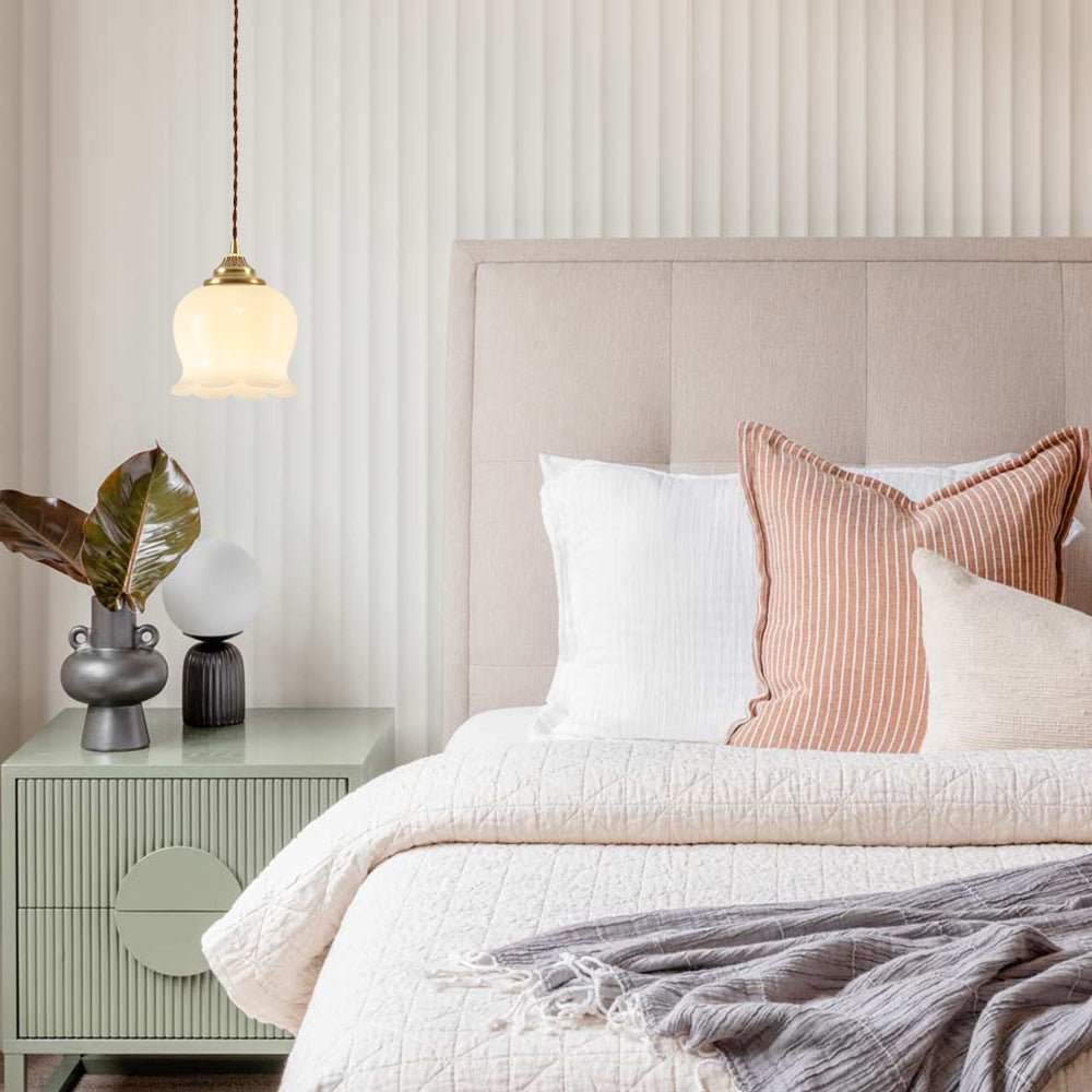 Pendantlightie - Vintage French Cream 1 - Light Milky Glass Valley Flower Pendant Light - Pendants - Beige - 