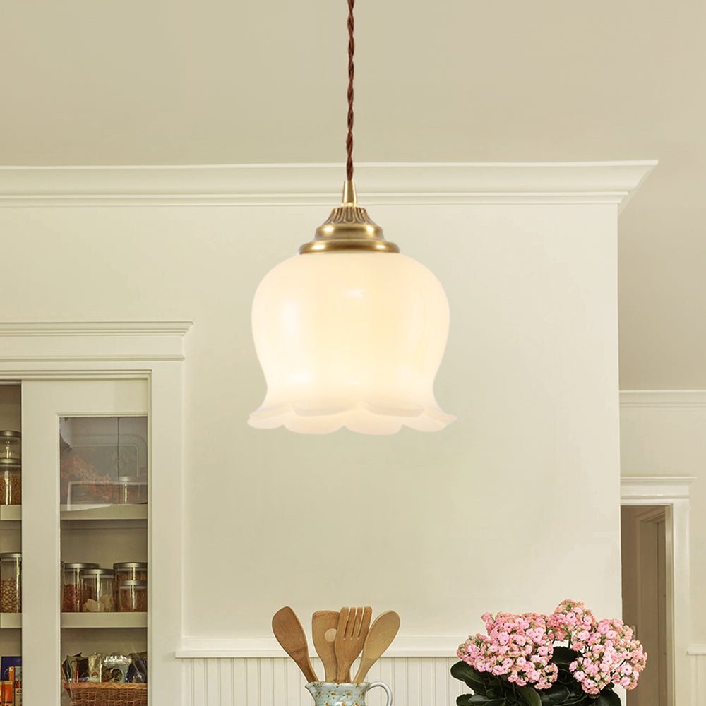 Pendantlightie - Vintage French Cream 1 - Light Milky Glass Valley Flower Pendant Light - Pendants - White - 