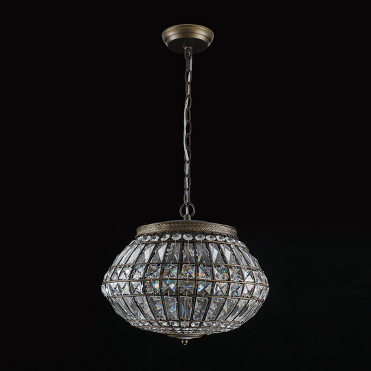 Pendantlightie-Vintage French Style 3-Light Lantern Globe Crystal Chandelier-Chandeliers-52 cm W x 38 cm H-