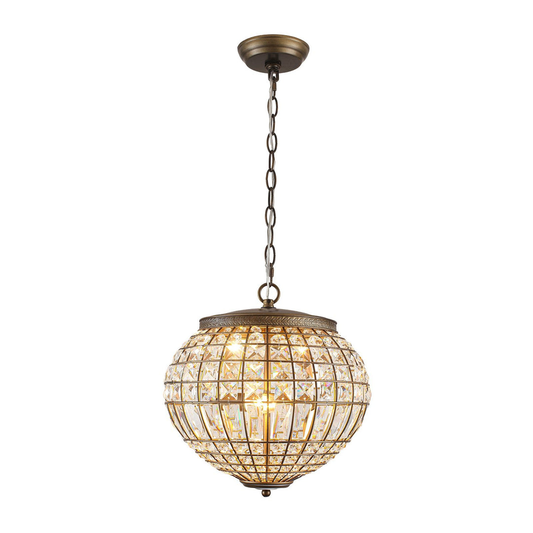 Pendantlightie-Vintage French Style 3-Light Lantern Globe Crystal Chandelier-Chandeliers-52 cm W x 38 cm H-