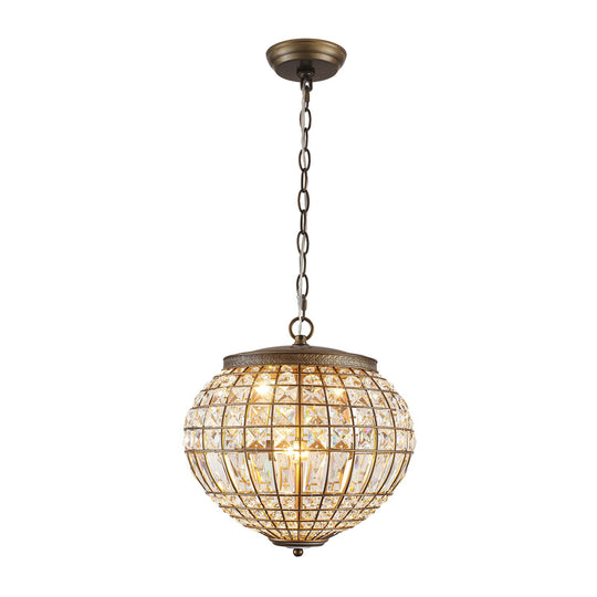 Pendantlightie-Vintage French Style 3-Light Lantern Globe Crystal Chandelier-Chandeliers-52 cm W x 38 cm H-