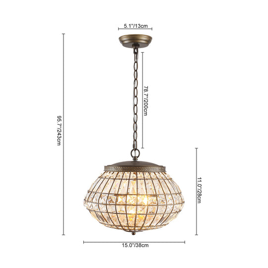 Pendantlightie-Vintage French Style 3-Light Lantern Globe Crystal Chandelier-Chandeliers-52 cm W x 38 cm H-