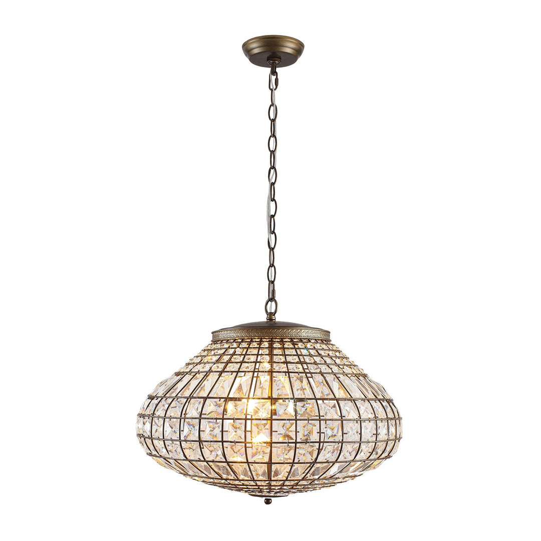 Pendantlightie-Vintage French Style 3-Light Lantern Globe Crystal Chandelier-Chandeliers-52 cm W x 38 cm H-