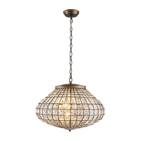 Pendantlightie-Vintage French Style 3-Light Lantern Globe Crystal Chandelier-Chandeliers-52 cm W x 38 cm H-