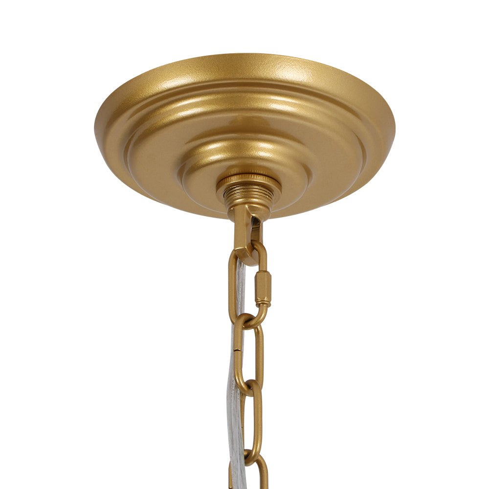 Pendantlightie - Vintage Luxury 6 - Light Five - Leaf Clover Blossom Floral Glass Chandelier - Chandeliers - Gold - 