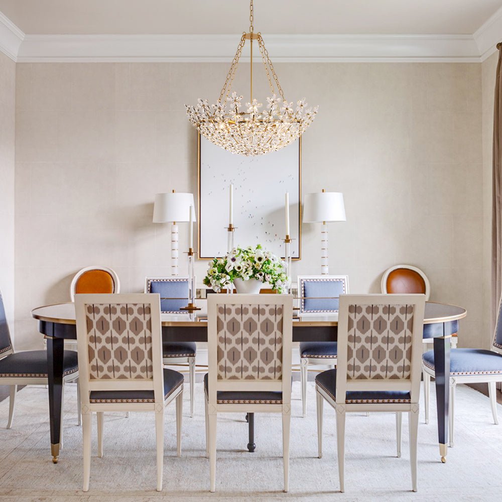 Pendantlightie - Vintage Luxury 6 - Light Five - Leaf Clover Blossom Floral Glass Chandelier - Chandeliers - Gold - 