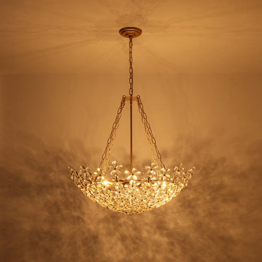 Pendantlightie - Vintage Luxury 6 - Light Five - Leaf Clover Blossom Floral Glass Chandelier - Chandeliers - Gold - 