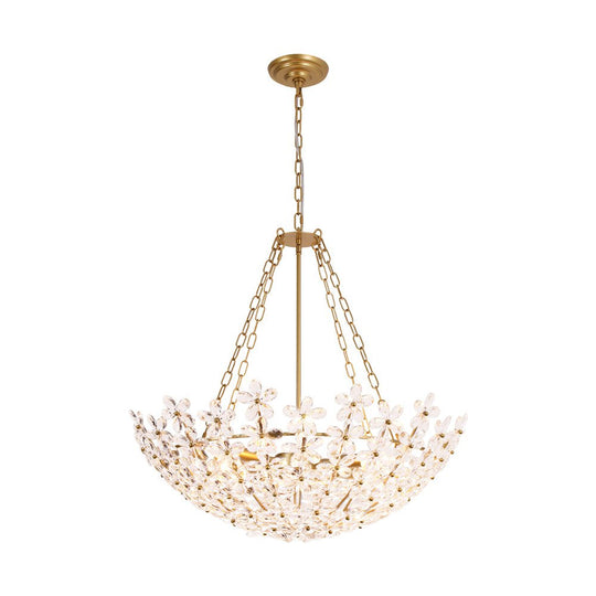 Pendantlightie - Vintage Luxury 6 - Light Five - Leaf Clover Blossom Floral Glass Chandelier - Chandeliers - Gold - 