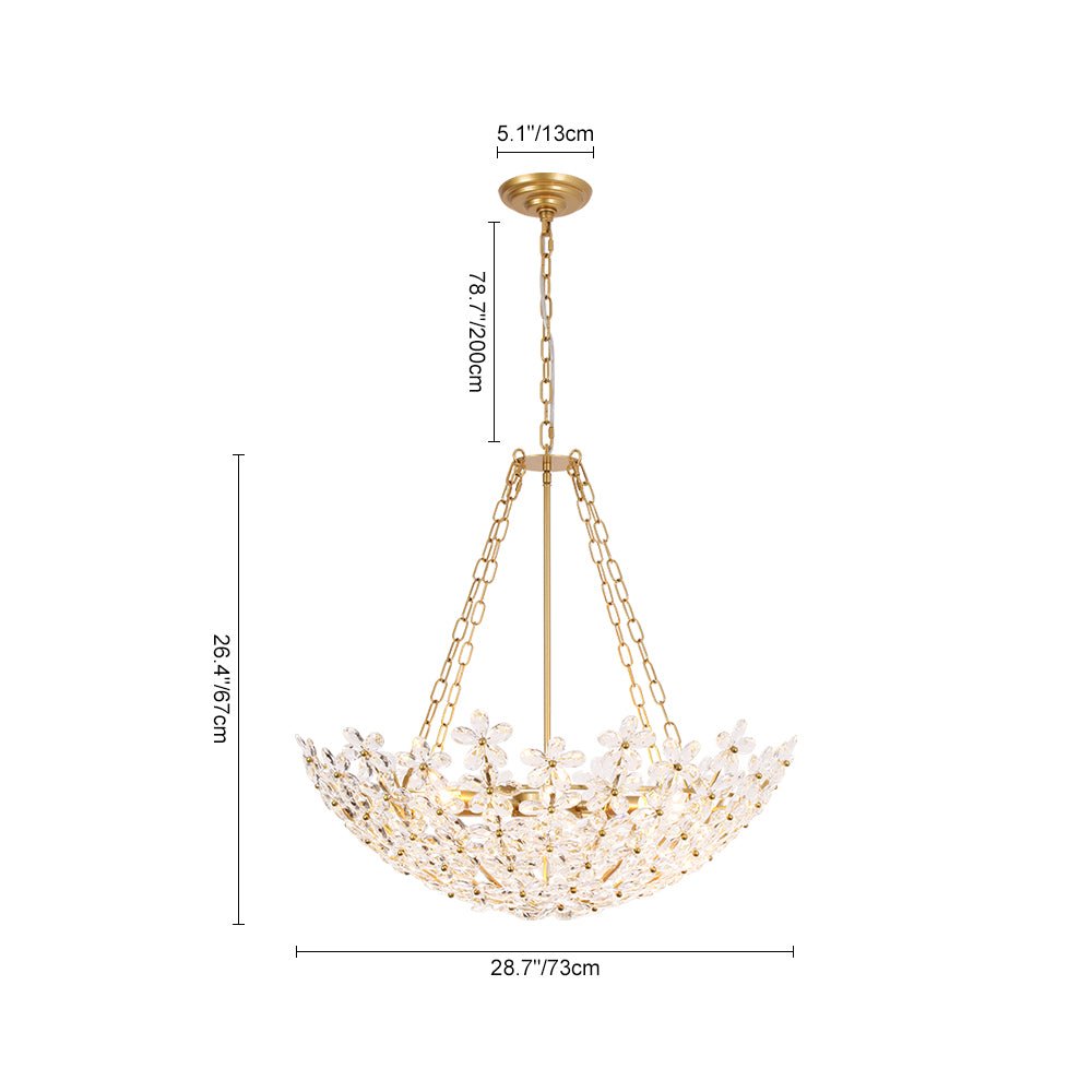 Pendantlightie - Vintage Luxury 6 - Light Five - Leaf Clover Blossom Floral Glass Chandelier - Chandeliers - Gold - 