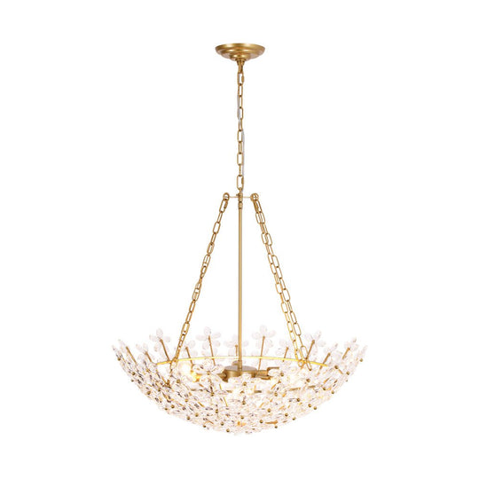 Pendantlightie - Vintage Luxury 6 - Light Five - Leaf Clover Blossom Floral Glass Chandelier - Chandeliers - Gold - 