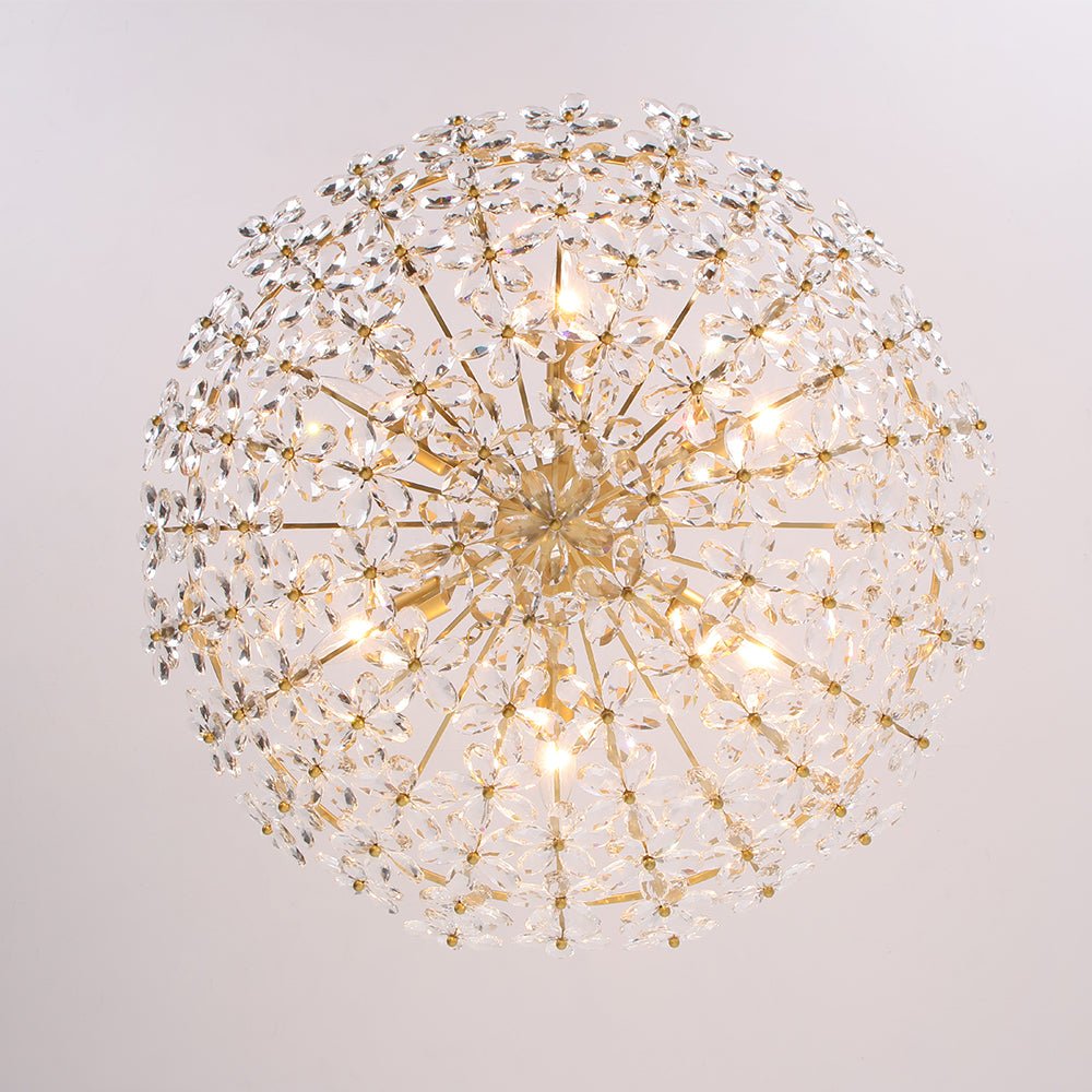 Pendantlightie - Vintage Luxury 6 - Light Five - Leaf Clover Blossom Floral Glass Chandelier - Chandeliers - Gold - 