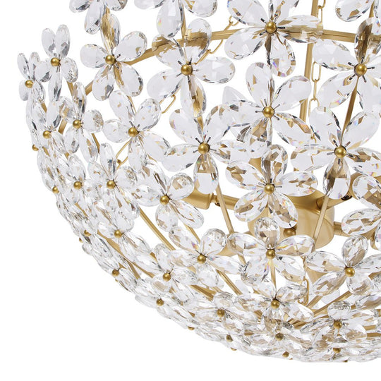 Pendantlightie - Vintage Luxury 6 - Light Five - Leaf Clover Blossom Floral Glass Chandelier - Chandeliers - Gold - 