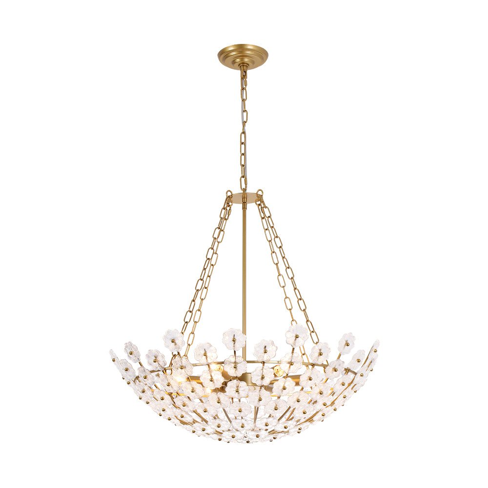 Pendantlightie - Vintage Luxury 6 - Light Plum Blossom Basket Floral Glass Chandelier - Chandeliers - Gold - 