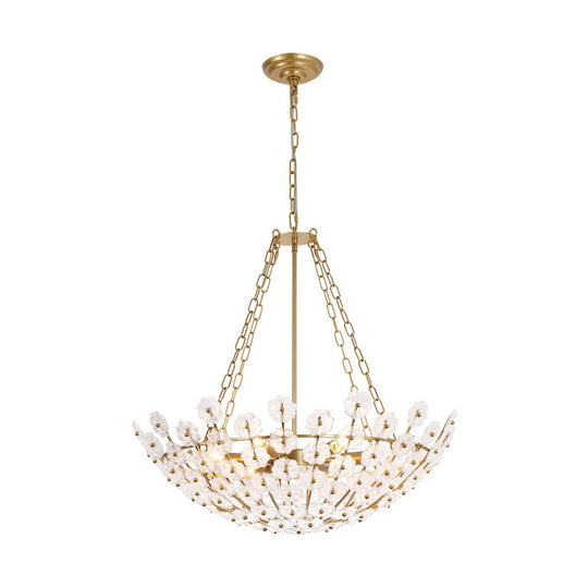 Pendantlightie - Vintage Luxury 6 - Light Plum Blossom Basket Floral Glass Chandelier - Chandeliers - Gold - 