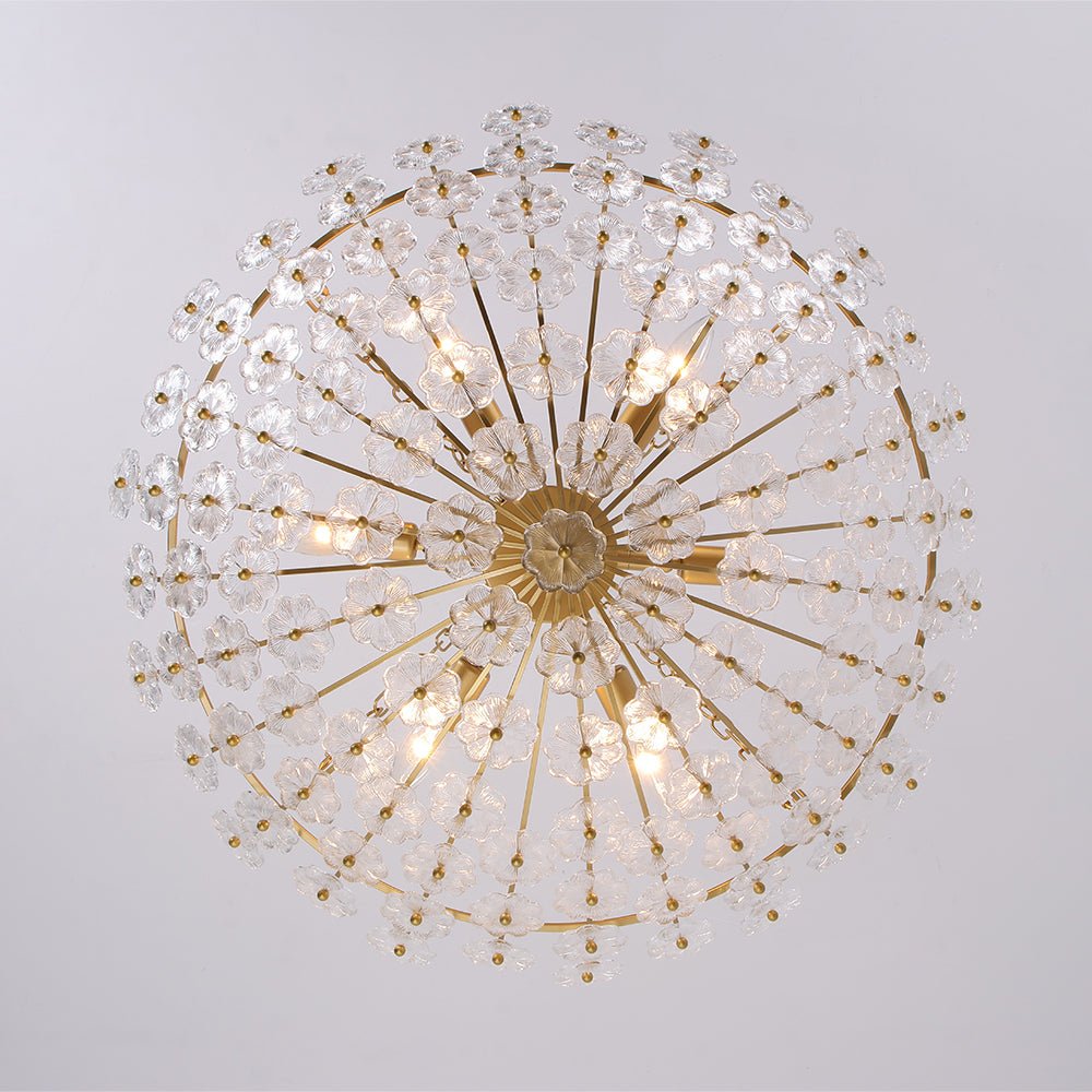 Pendantlightie - Vintage Luxury 6 - Light Plum Blossom Basket Floral Glass Chandelier - Chandeliers - Gold - 