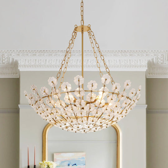 Pendantlightie - Vintage Luxury 6 - Light Plum Blossom Basket Floral Glass Chandelier - Chandeliers - Gold - 