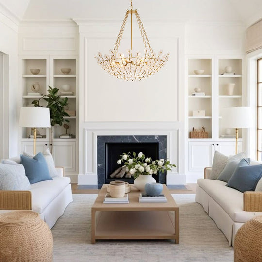 Pendantlightie - Vintage Luxury 6 - Light Plum Blossom Basket Floral Glass Chandelier - Chandeliers - Gold - 