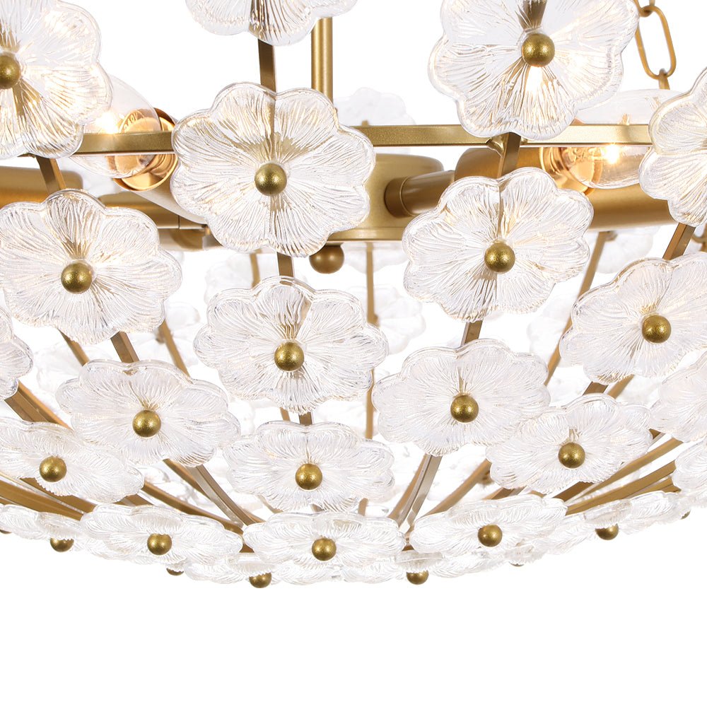 Pendantlightie - Vintage Luxury 6 - Light Plum Blossom Basket Floral Glass Chandelier - Chandeliers - Gold - 