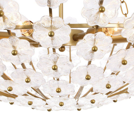 Pendantlightie - Vintage Luxury 6 - Light Plum Blossom Basket Floral Glass Chandelier - Chandeliers - Gold - 
