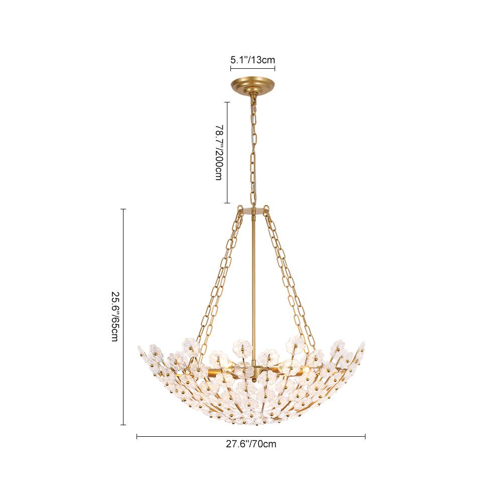 Pendantlightie - Vintage Luxury 6 - Light Plum Blossom Basket Floral Glass Chandelier - Chandeliers - Gold - 