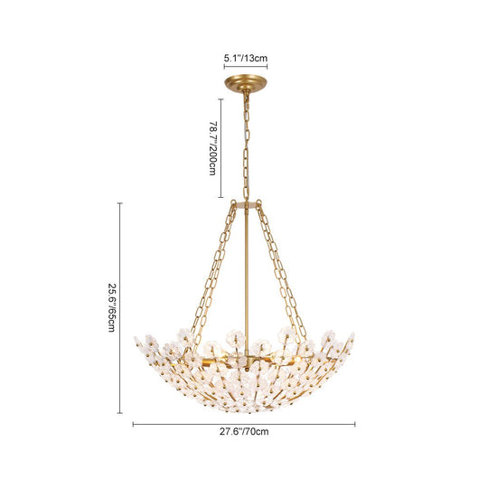 Pendantlightie - Vintage Luxury 6 - Light Plum Blossom Basket Floral Glass Chandelier - Chandeliers - Gold - 