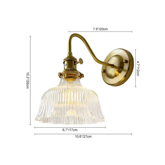 Pendantlightie - Vintage Minimalist 1 - Light Striped Glass Waved Edge Flower Wall Sconce - Wall Light - Clear - A
