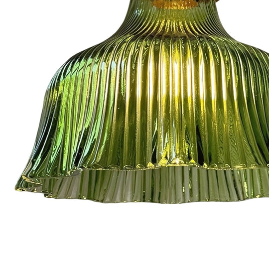 Pendantlightie - Vintage Minimalist 1 - Light Striped Glass Waved Edge Flower Wall Sconce - Wall Light - Clear - A