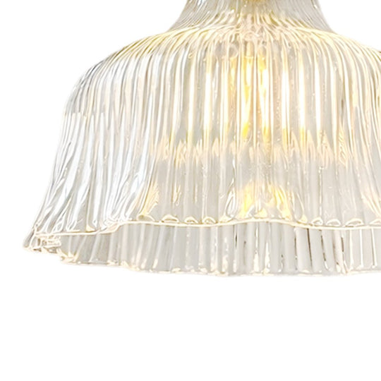 Pendantlightie - Vintage Minimalist 1 - Light Striped Glass Waved Edge Flower Wall Sconce - Wall Light - Clear - A