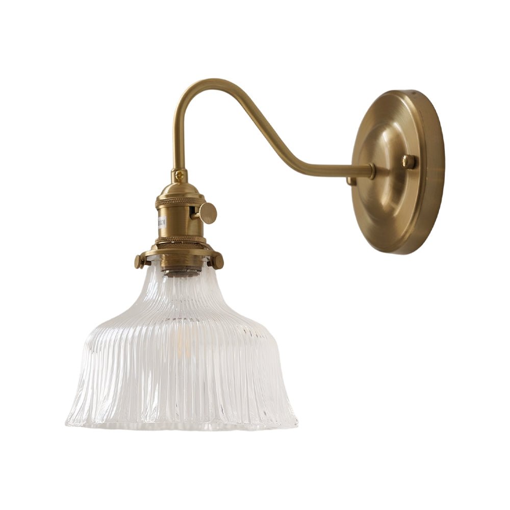 Pendantlightie - Vintage Minimalist 1 - Light Striped Glass Waved Edge Flower Wall Sconce - Wall Light - Clear - A