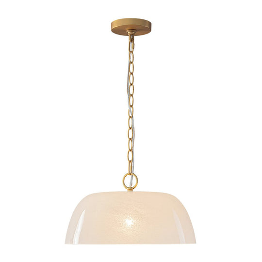 Pendantlightie-Vintage Retro 1-Light Alabaster White Clouded Glass Dome Pendant Light-Pendants-Brass-