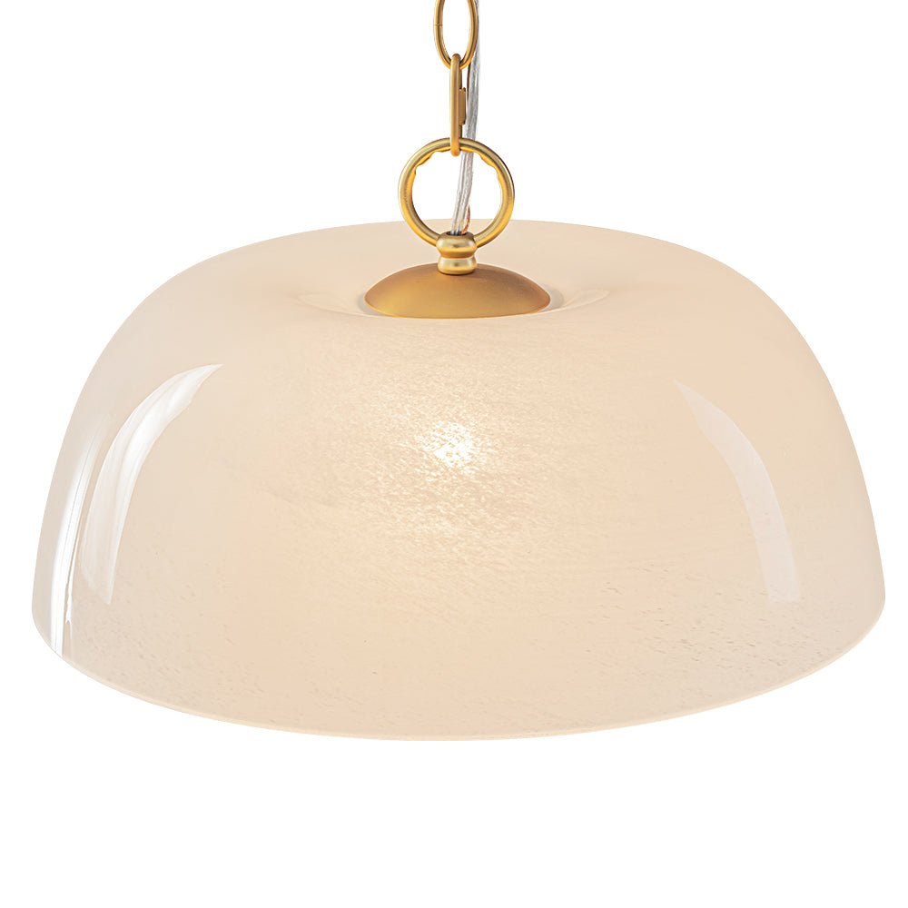 Pendantlightie-Vintage Retro 1-Light Alabaster White Clouded Glass Dome Pendant Light-Pendants-Brass-