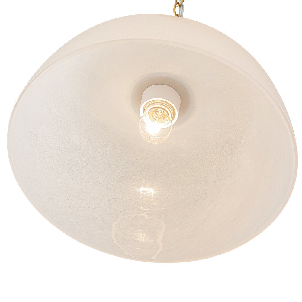 Pendantlightie-Vintage Retro 1-Light Alabaster White Clouded Glass Dome Pendant Light-Pendants-Brass-