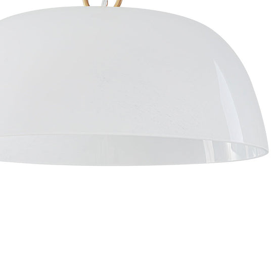 Pendantlightie-Vintage Retro 1-Light Alabaster White Clouded Glass Dome Pendant Light-Pendants-Brass-