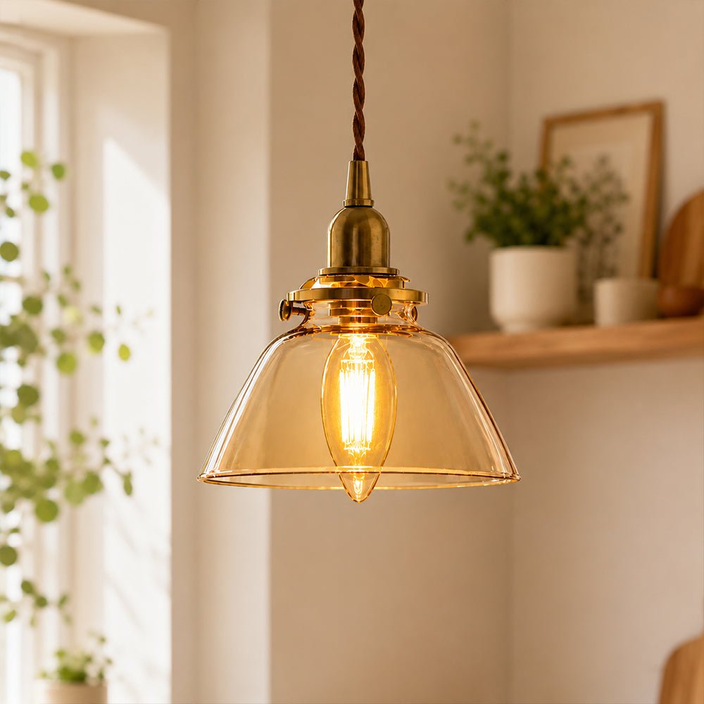 Pendantlightie - Vintage Retro 1 - Light Clear Pleated Glass Cone Bell Pendant Light - Pendants - Clear Glass - 
