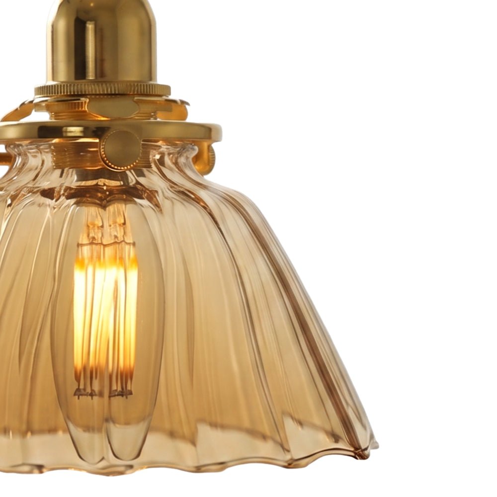 Pendantlightie - Vintage Retro 1 - Light Clear Pleated Glass Cone Bell Pendant Light - Pendants - Pleated Clear Glass - 